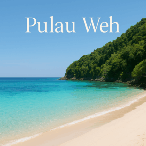 Pantai Pulau Weh dengan laut jernih berwarna turquoise.